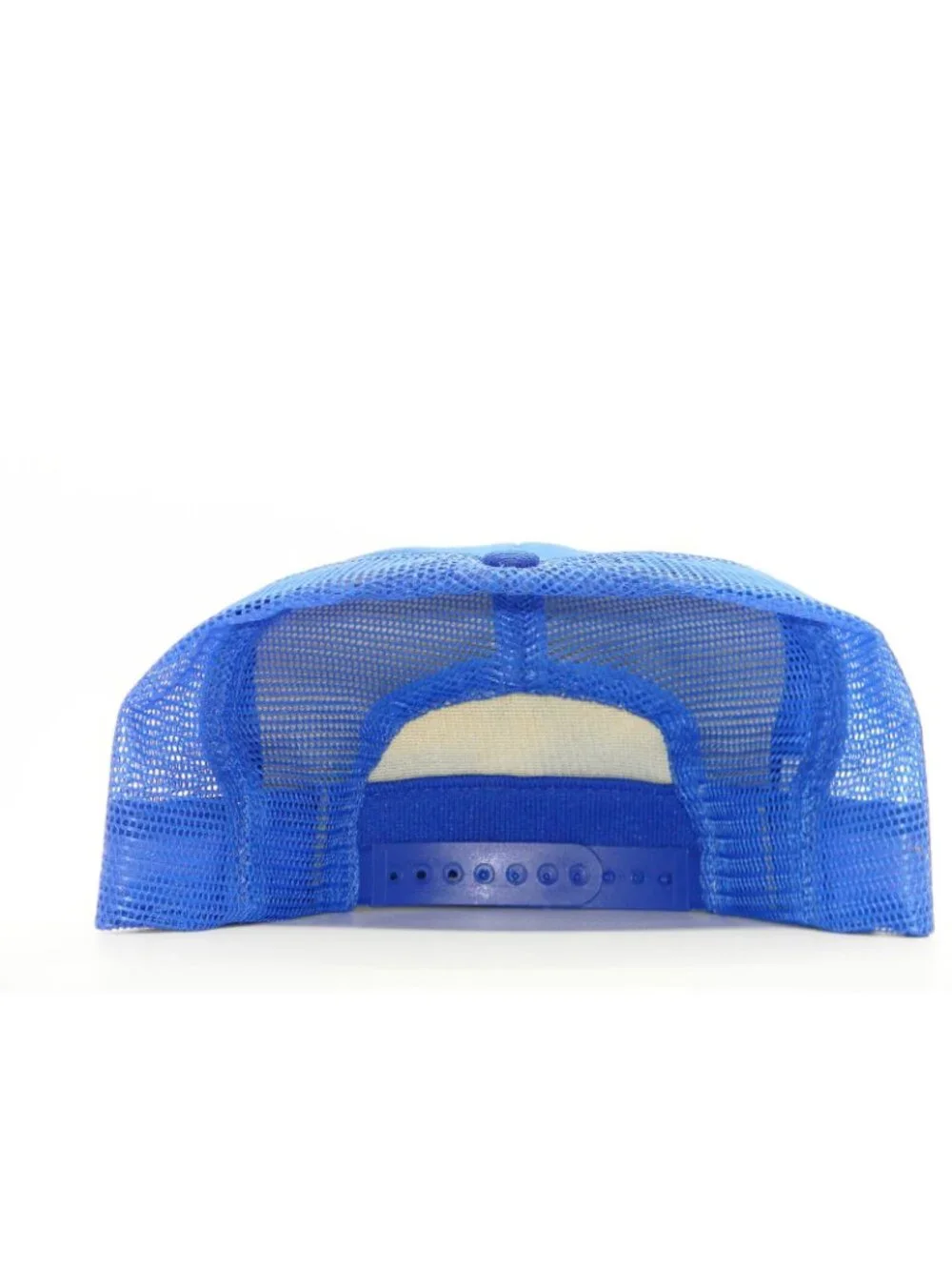 Vintage Wyoming Bison Trucker Hat Royal Blue Made in USA Mesh Snapback Cap